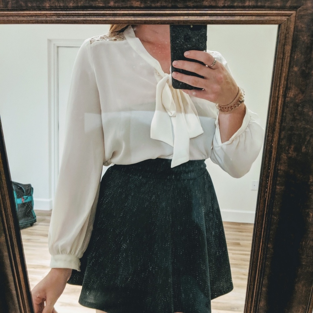 White blouse with lace detailing